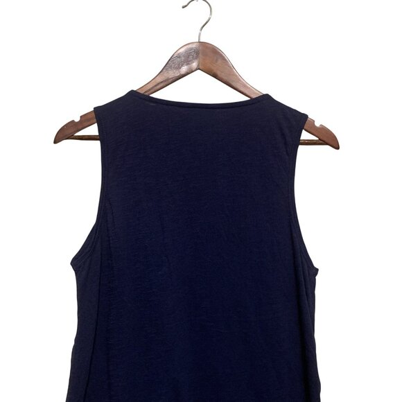 Lucky Brand Women's Top Navy Sleeveless Tank White Floral Embroidery Sz M Boho - Picture 9 of 15